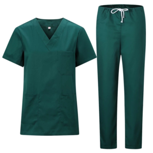 Classic V-Neck & Chinese Collar Top & Drawstring Pants Scrub Set