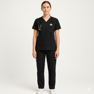 Classic Comfort Female V-Neck (Black) Medical Scrub