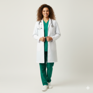 Doctor apron for female - antimicrobial long lab coat by Dresshala